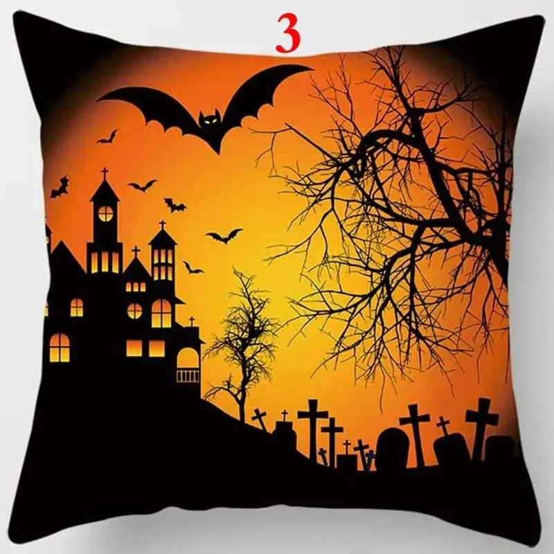 Cojín decorativo Halloween con calavera de calabaza (vista completa)