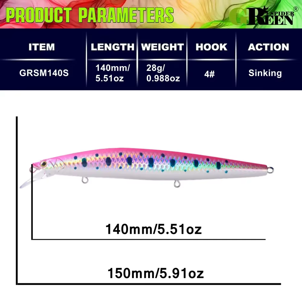 GRSSNSPIDER Minnow Hundimiento – Señuelo artificial para mar y lucio - imagen 5