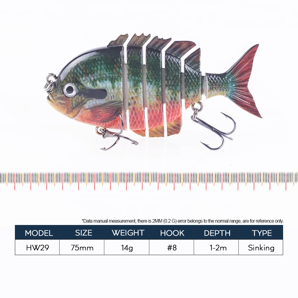 Hanlin Swimbait multiarticulado hundido para lubina realista - imagen 3
