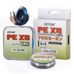 Goture línea trenzada PE con fluorocarbono resistente y alta tensión