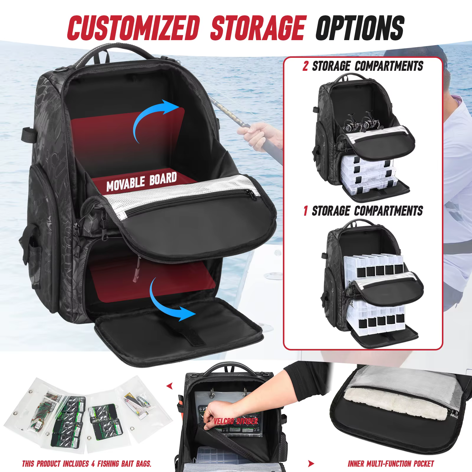 Mochila de pesca impermeable para aparejos y señuelos - imagen 3