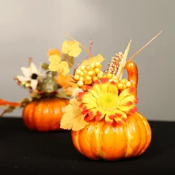 Calabaza artificial Halloween con hoja de arce y granada para mesa
