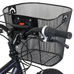 Cesta de bicicleta de malla metálica para manillar con asa