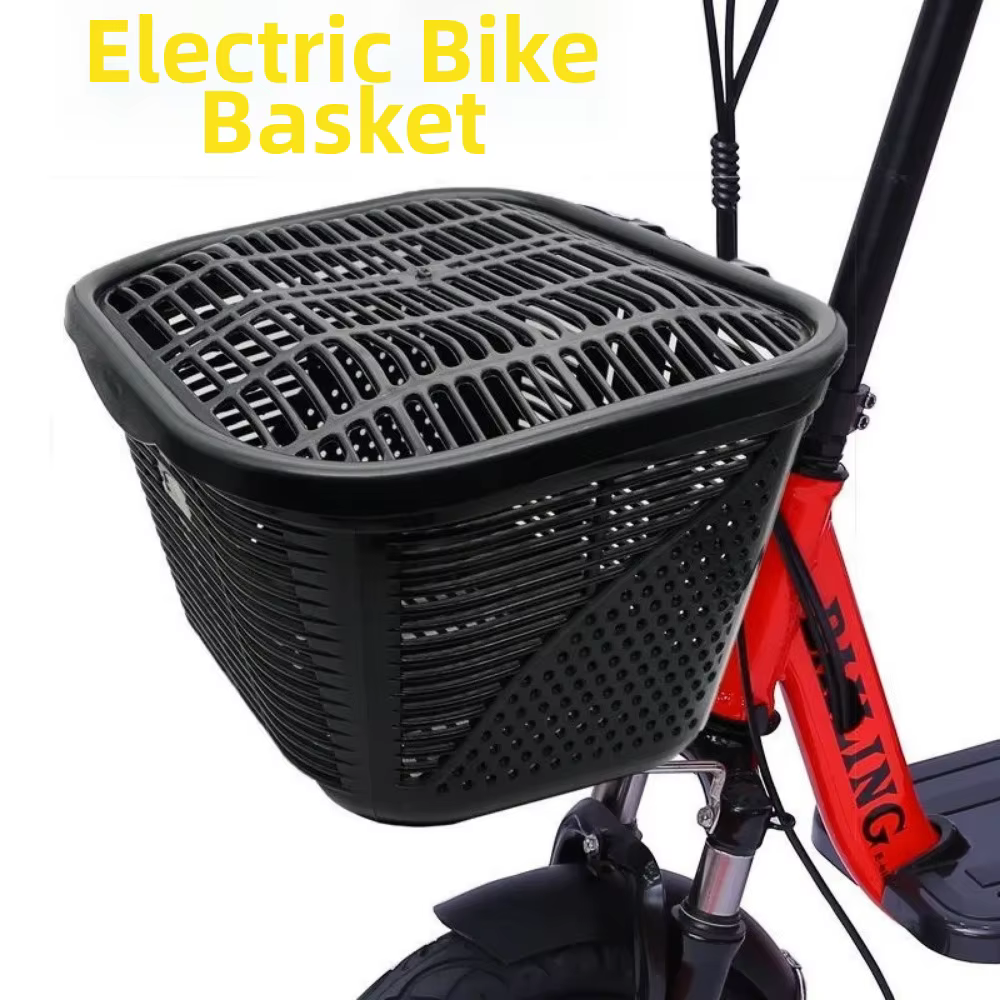 Cesta delantera colgante resistente para bicicleta eléctrica con tapa - imagen 4