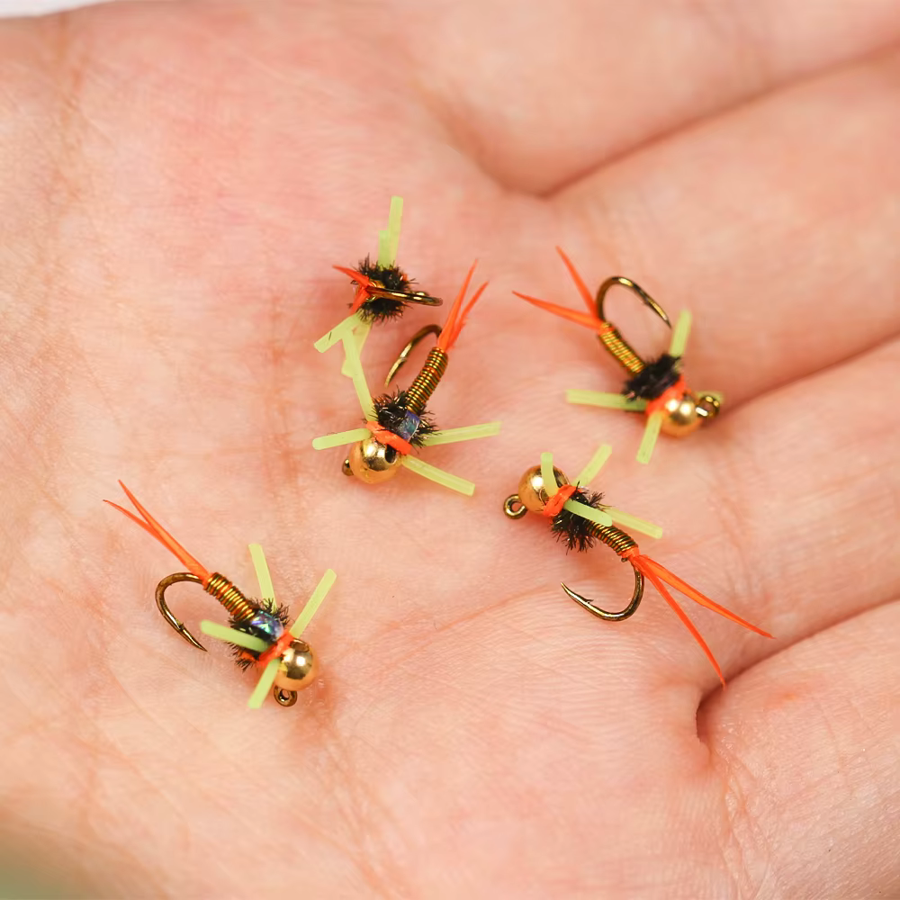 ICERIO Plantilla Ninfa Jig Head – Pierna de goma hundimiento rápido trucha - imagen 5