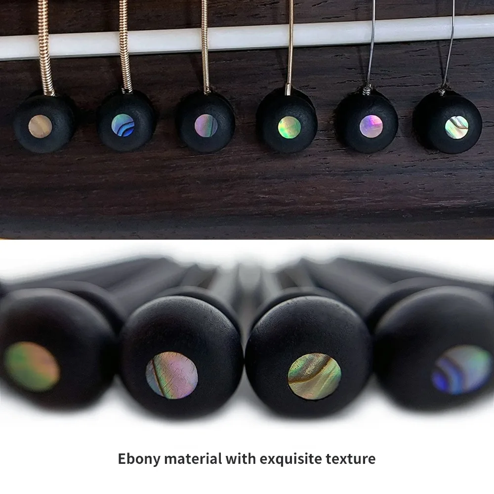Púas de ébano ranuradas con incrustación de nácar para guitarra acústica