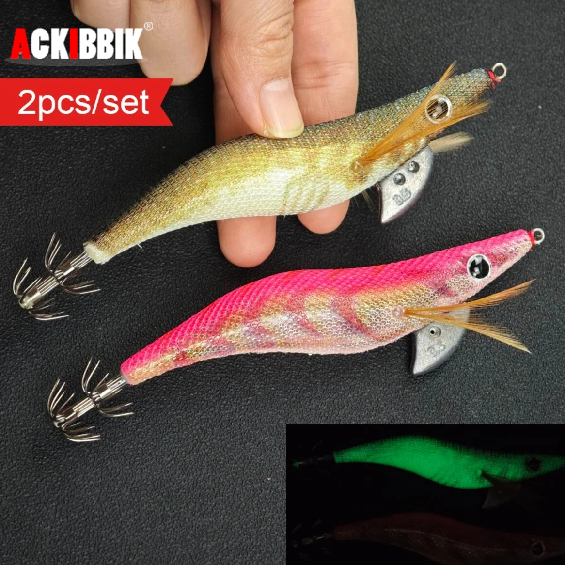 Señuelo de camarón luminoso Ackibbik – para pesca artificial - imagen 2