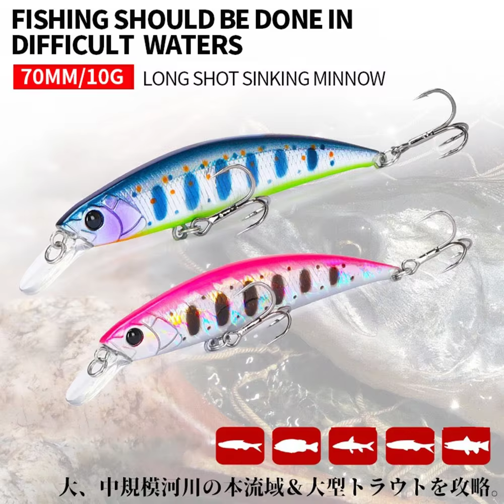 Señuelo Minnow 70 mm de Hundimiento Lento para Trucha y Lubina - imagen 4