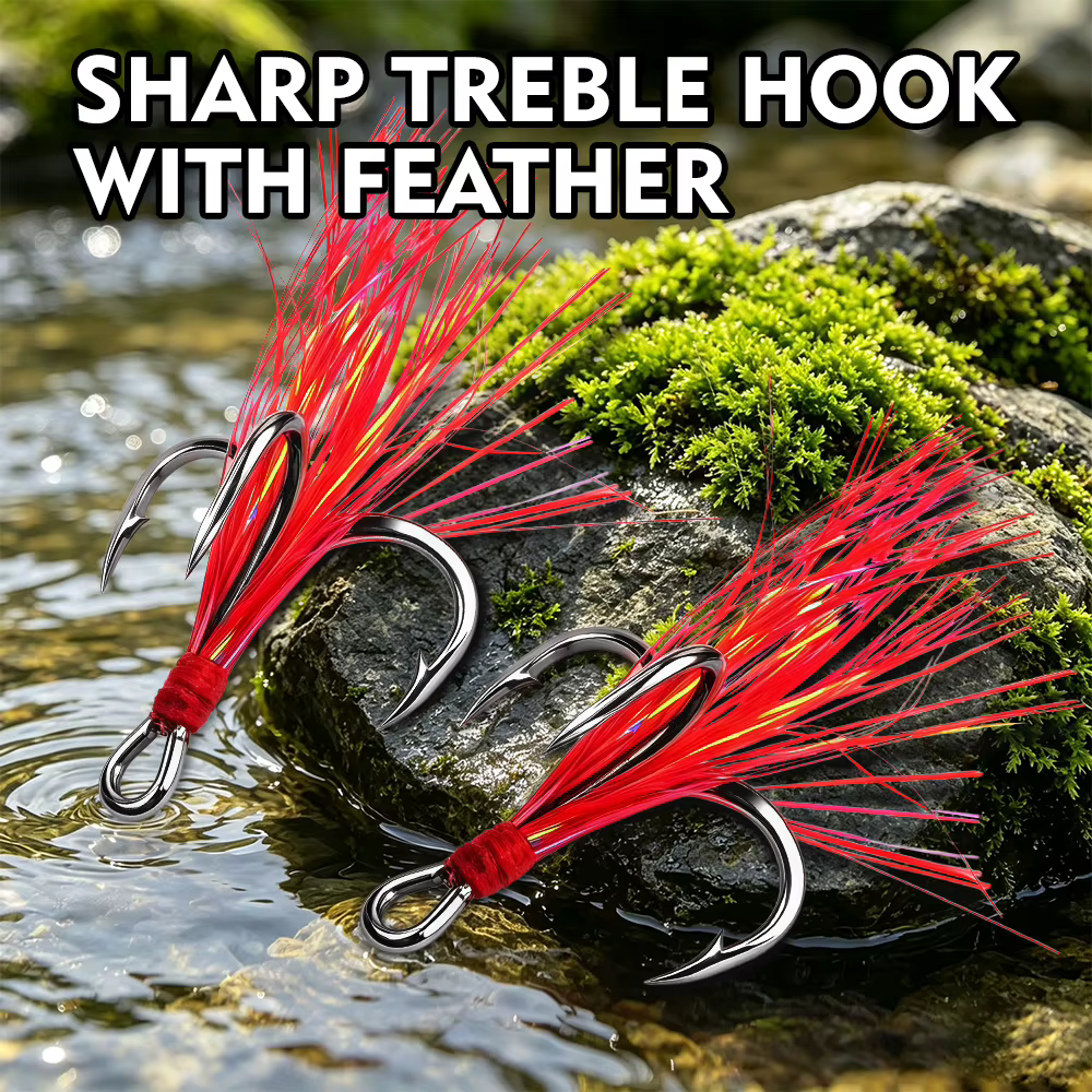 Anzuelos triples PROBEROS Flash Teaser con plumas para lubina - imagen 4