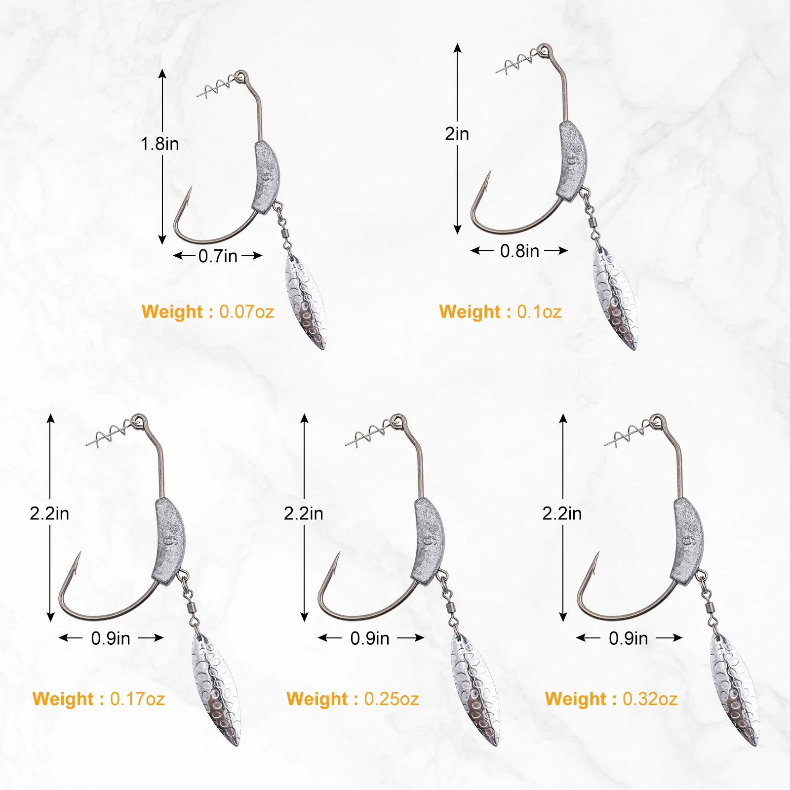 Anzuelos Underspin Goture para swimbait con giratorio dorado - imagen 5
