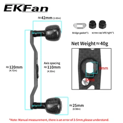Manivela EKFan baitcasting de fibra de carbono con tuerca