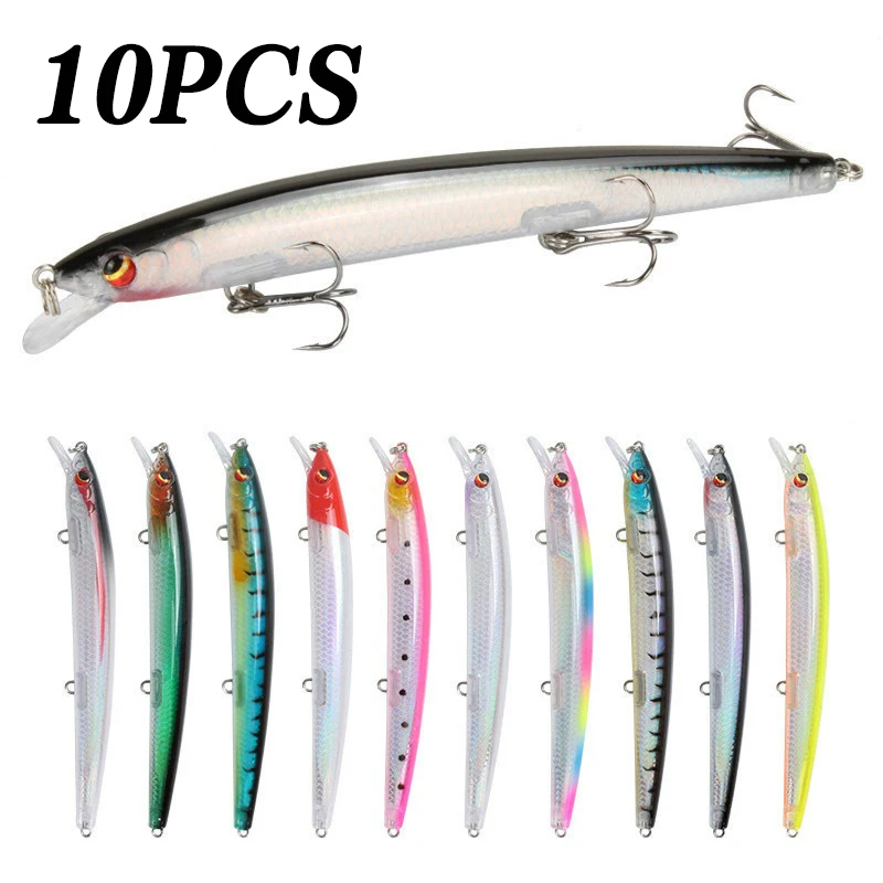Pack de 10 señuelos de pesca flotantes con diseño de pececillo