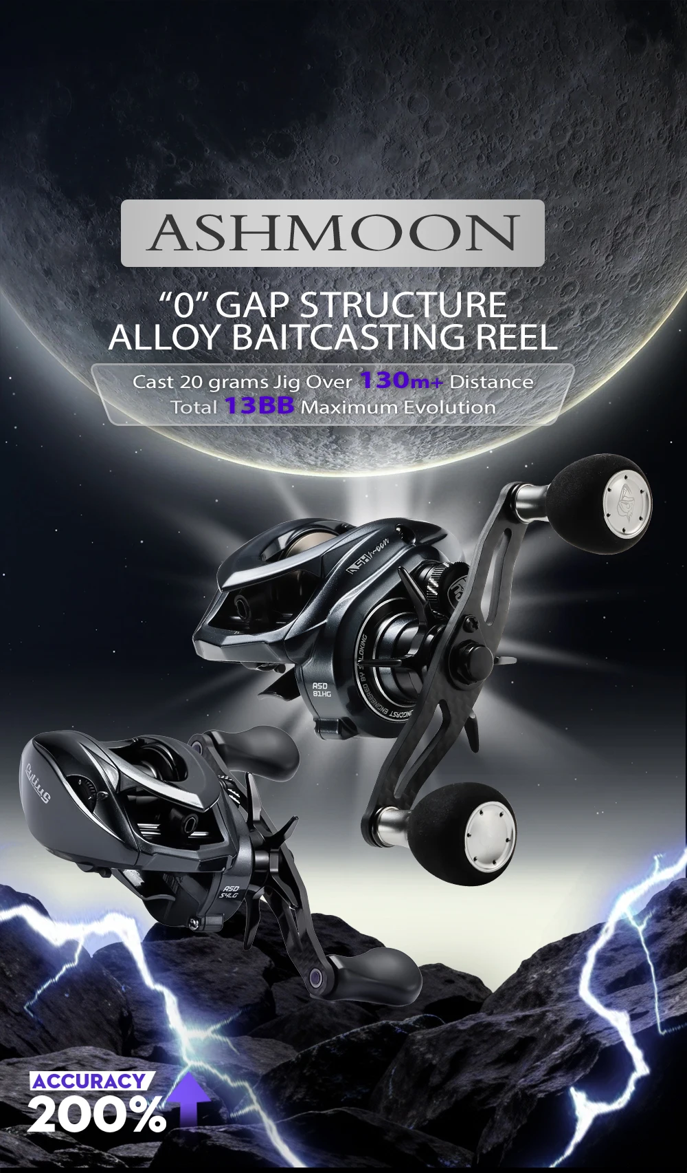 Carrete baitcasting Soloking Ashmoon Alloy 8.1:1