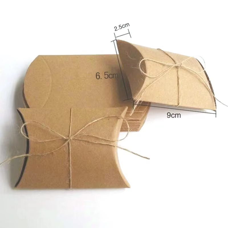 Caja de almohada de papel Kraft para dulces, bodas y cumpleaños - imagen 5