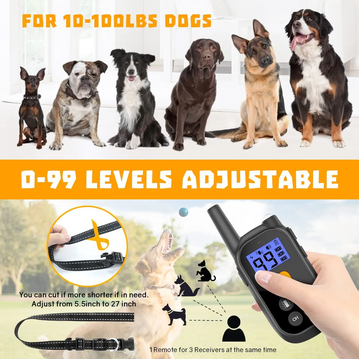 Collar antiladridos recargable LCD vibración – entrenamiento perro - imagen 5