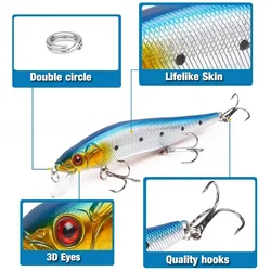 Crankbait duro para lucio, señuelo wobbler con anzuelo triple