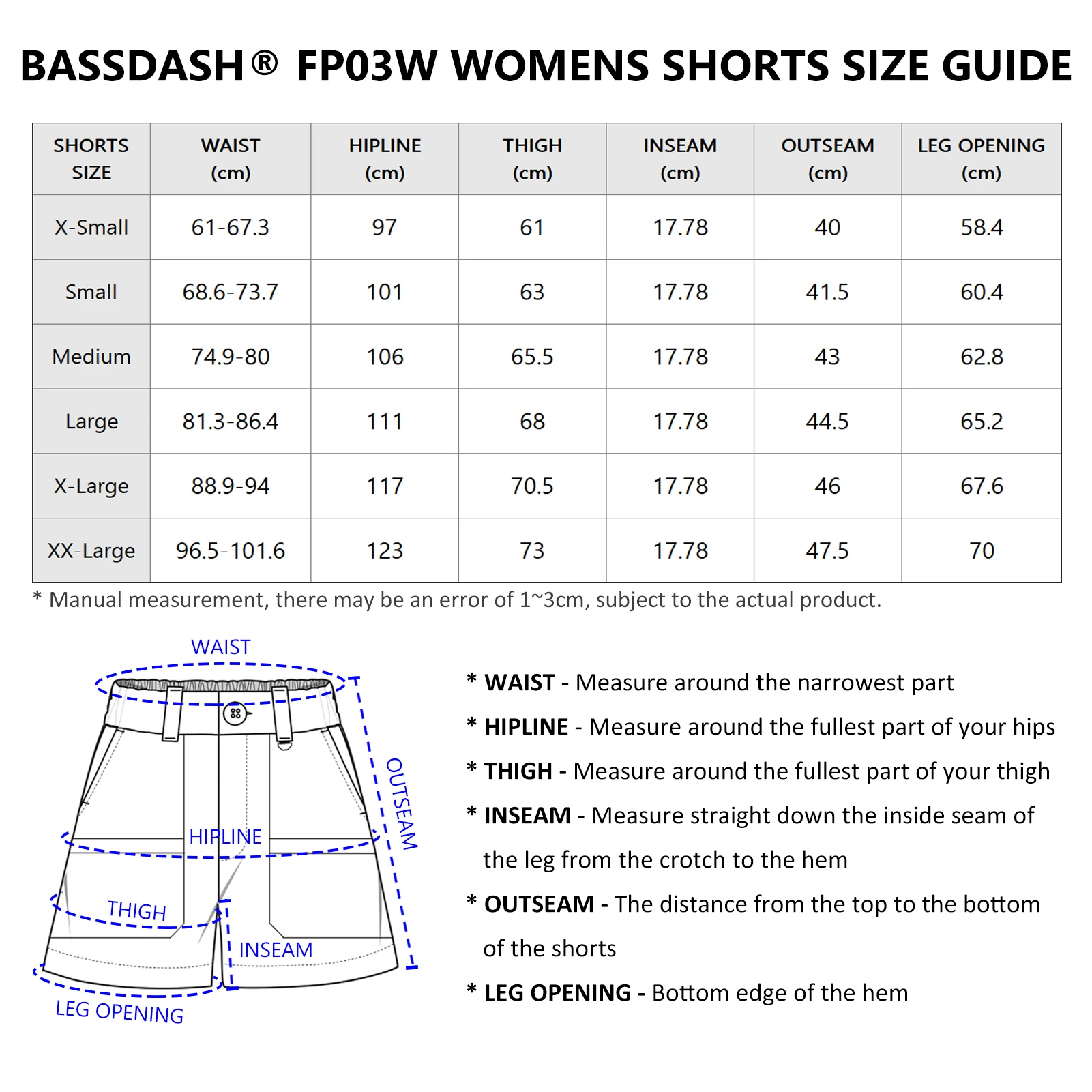 Pantalones cortos de pesca Bassdash para mujer, vista frontal con detalle de bolsillos