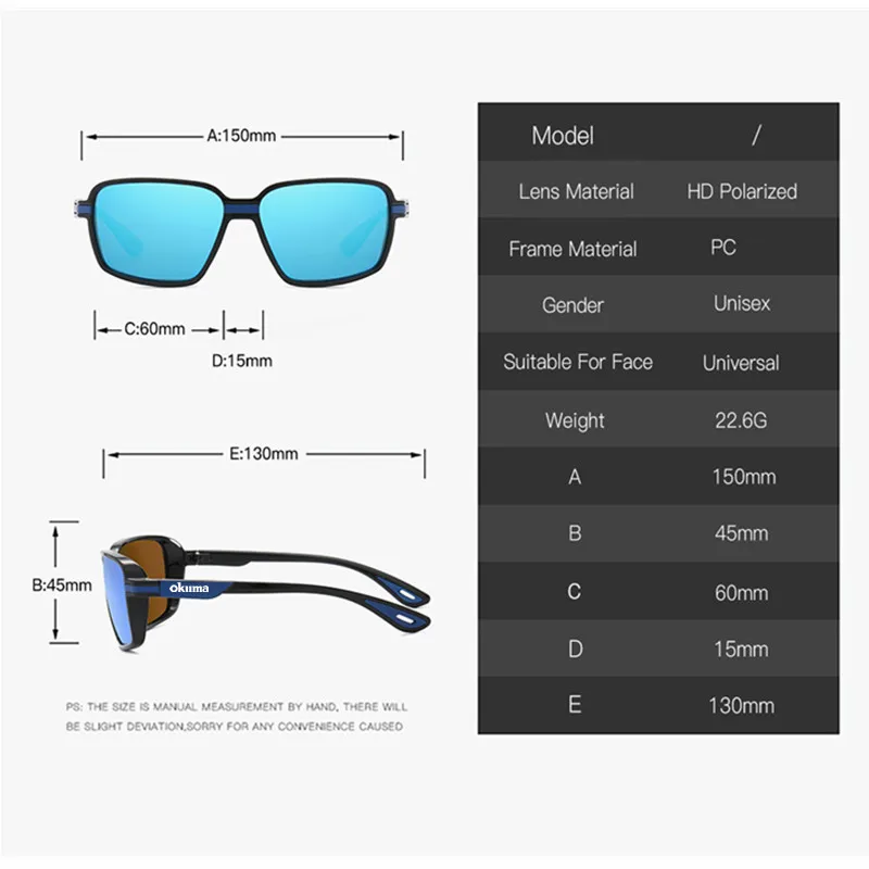 Gafas de sol polarizadas cuadradas Okuma – para pescar y conducir - imagen 4
