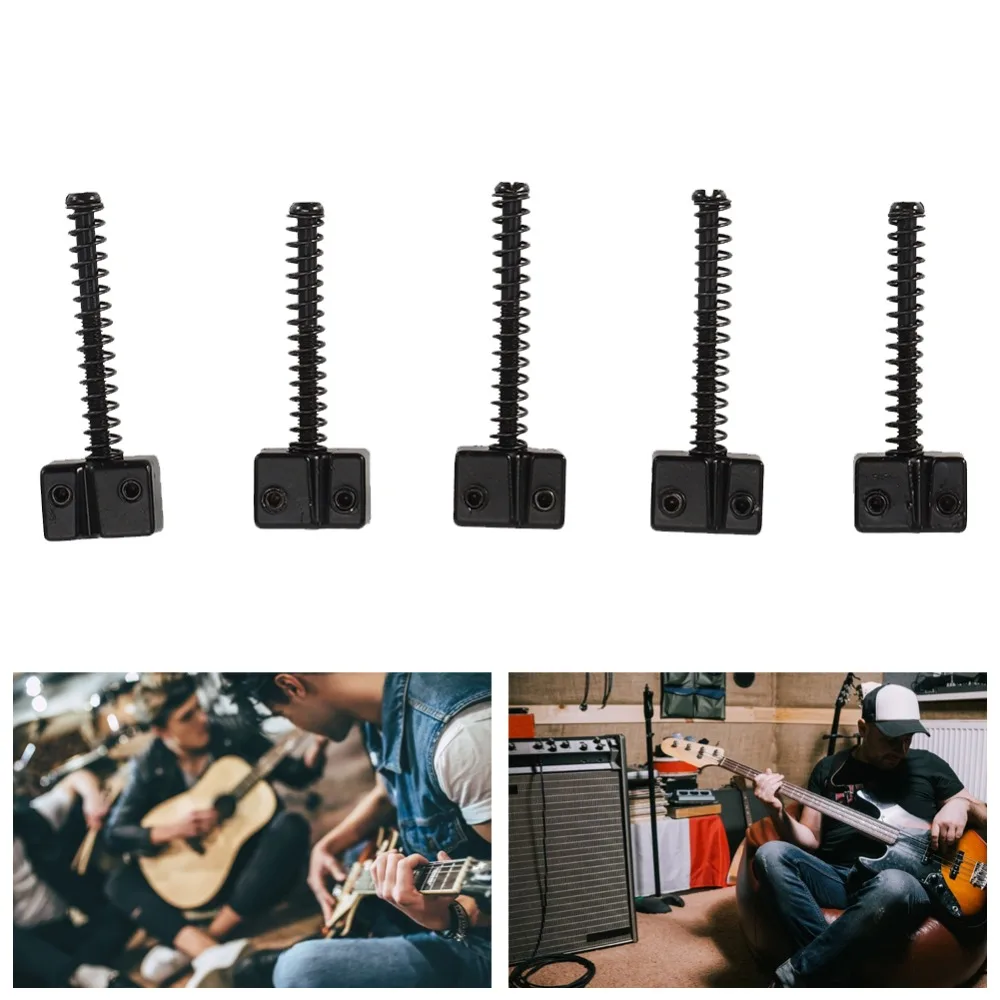 Soporte metálico para cuerdas de bajo negro con tornillos y resortes - imagen 3