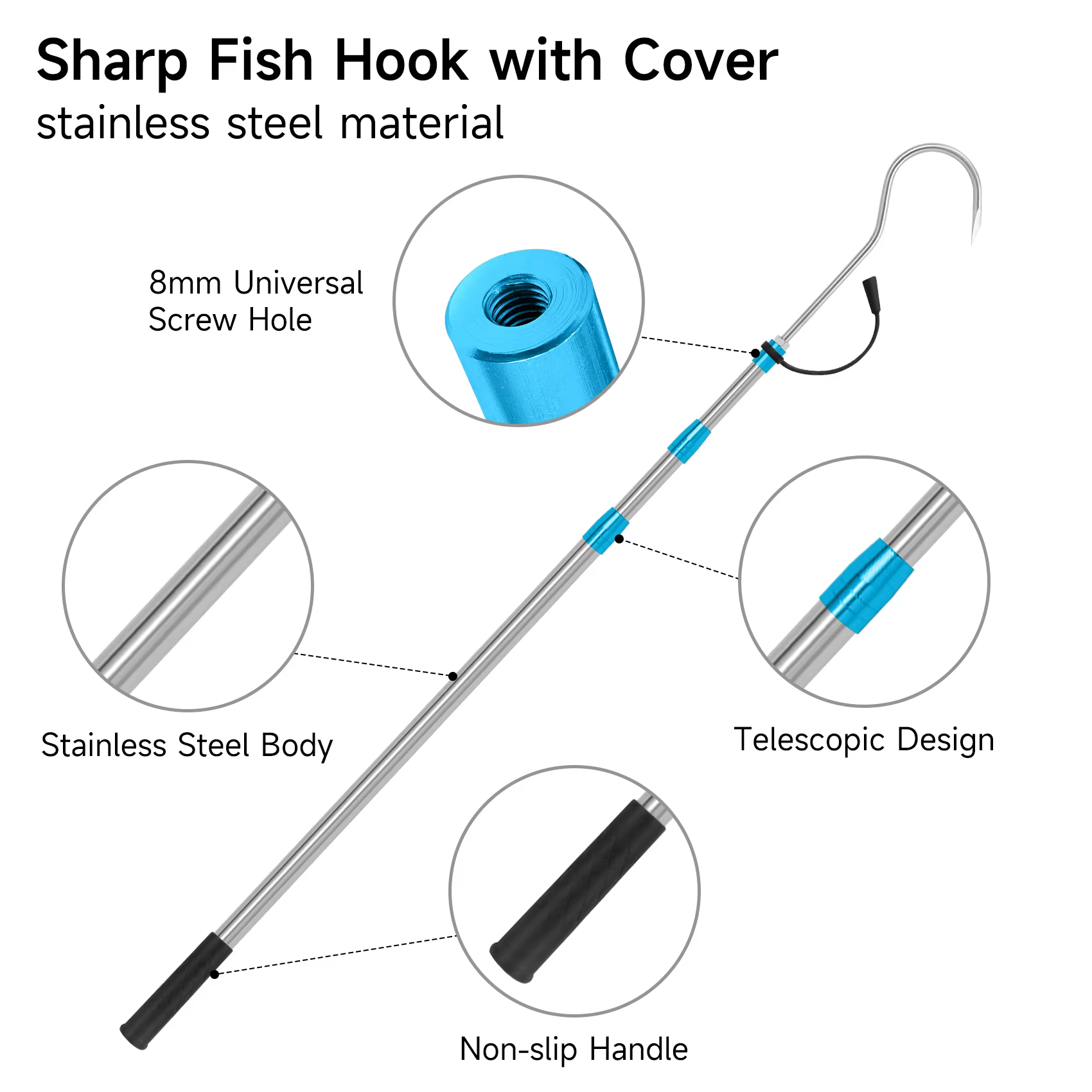 SANLIKE-jaqueta Telescópica para Pesca – Poste inoxidable 1,8–2,1 m - imagen 5