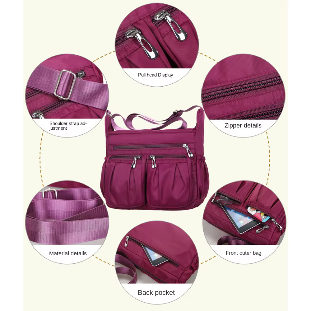 Bolso bandolera Oxford para mujer con múltiples bolsillos - imagen 4
