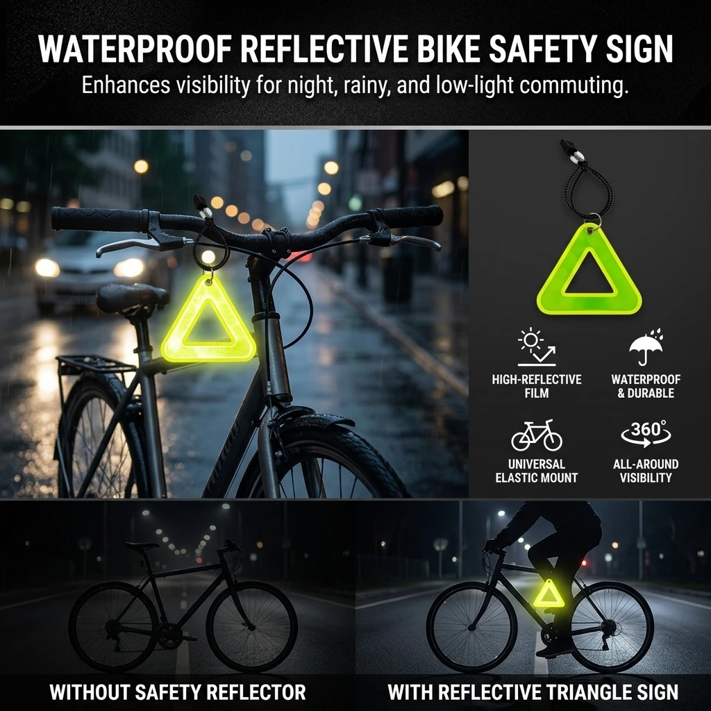 Señal triangular reflectante para bicicleta impermeable - imagen 2