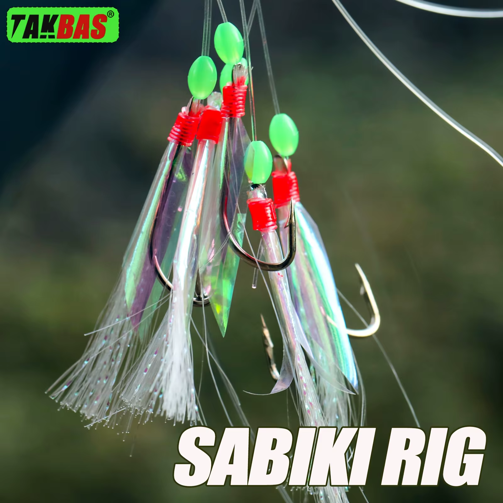 Anzuelos Takbas Sabiki con triples luminiscentes para caballa