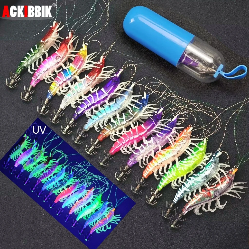 Ackibbik señuelo calamar horizontal luminoso UV camarón Egi - imagen 2