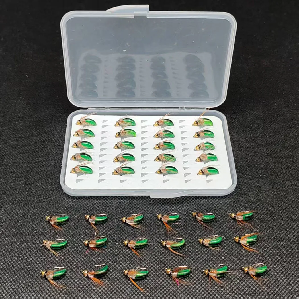 Moscas de pesca cabeza de cuentas ninfa verde claro para lubina - imagen 5