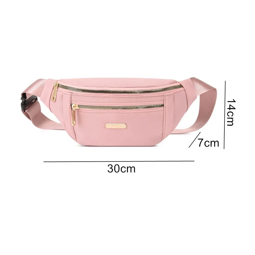 Riñonera tipo fanny multicolor en uso