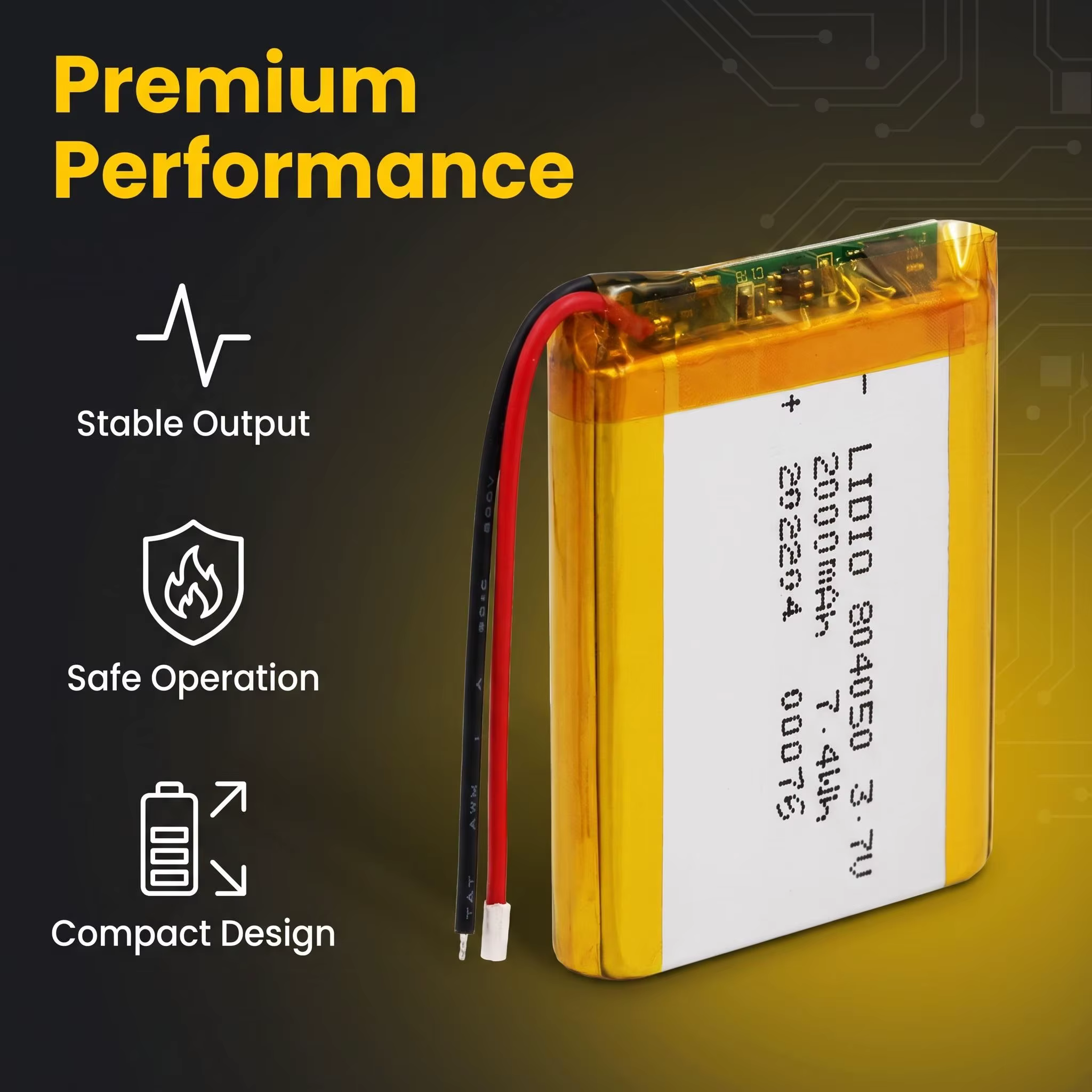 Batería Lipo 804050 2000mAh 3.7V para dispositivos electrónicos
