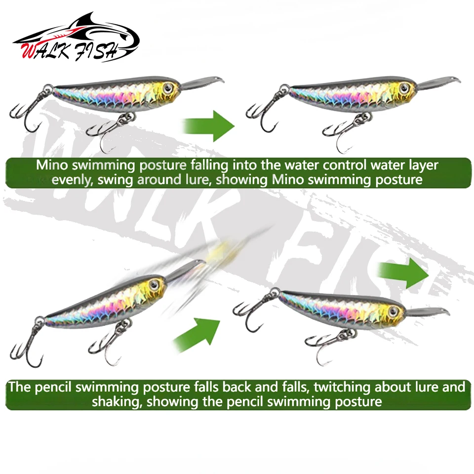 Walk Fish Micro Sinking Minnow lápiz: señuelo para lubina y trucha