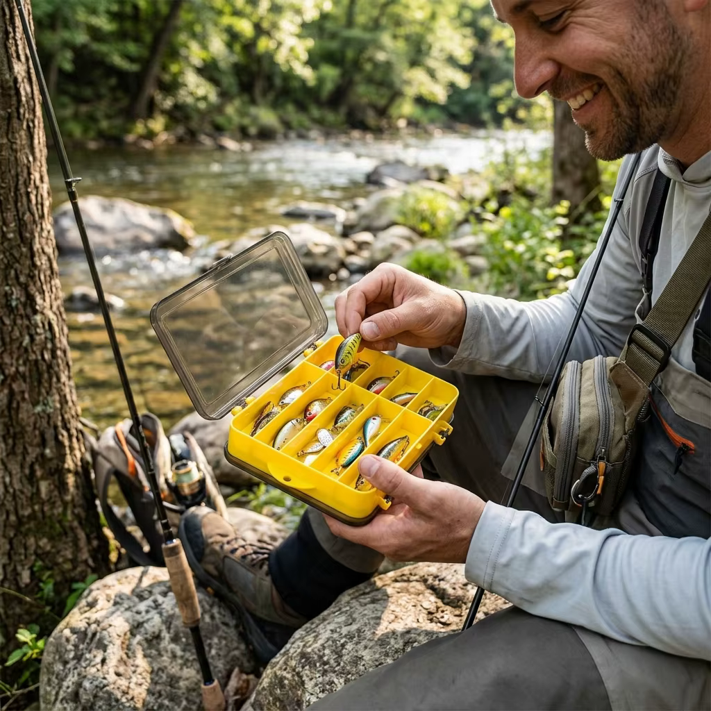 Caja de aparejos de pesca con tapa transparente – Organizador portátil - imagen 2