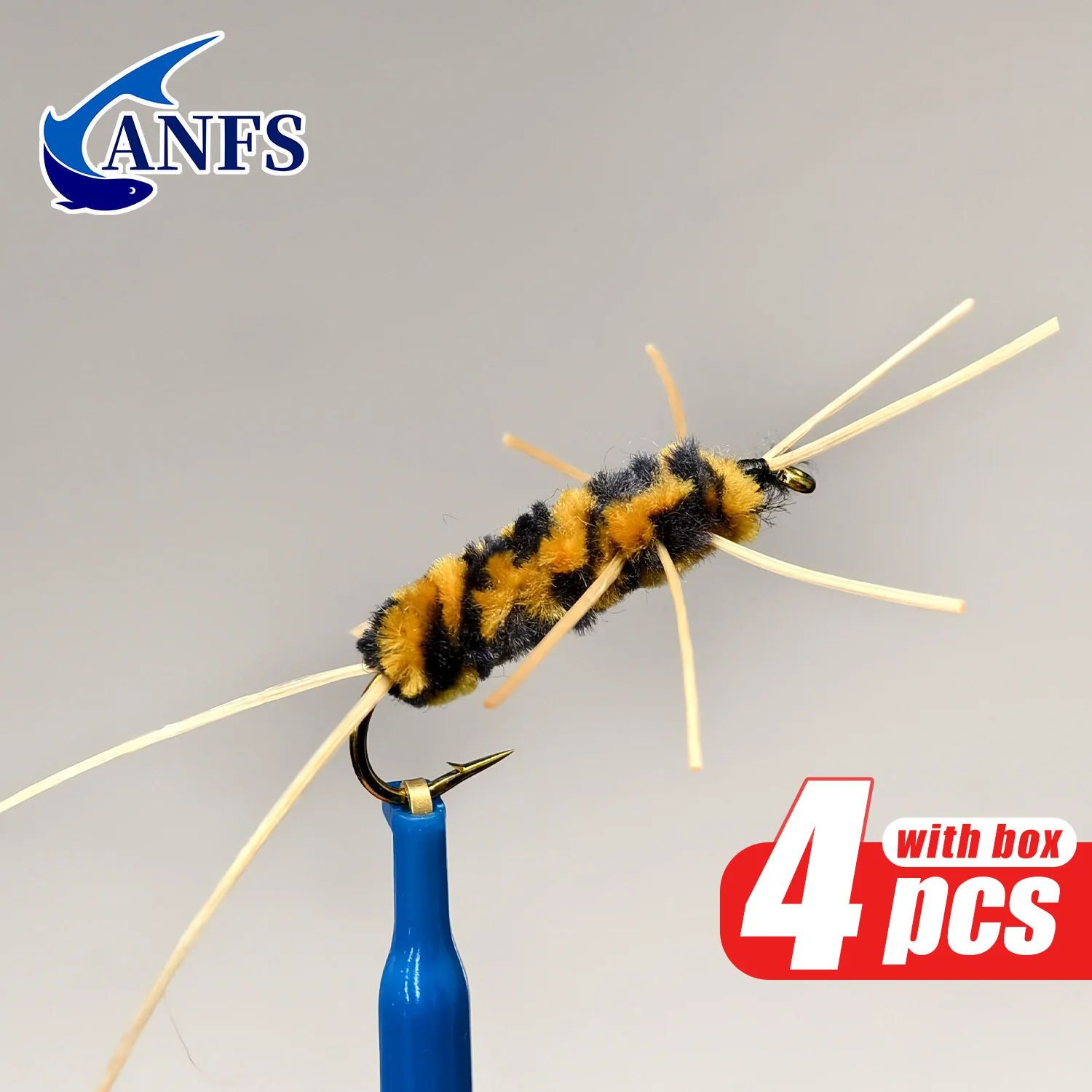 ANFS ninfas de mosca de piedra Pat's Rubber Legs para trucha