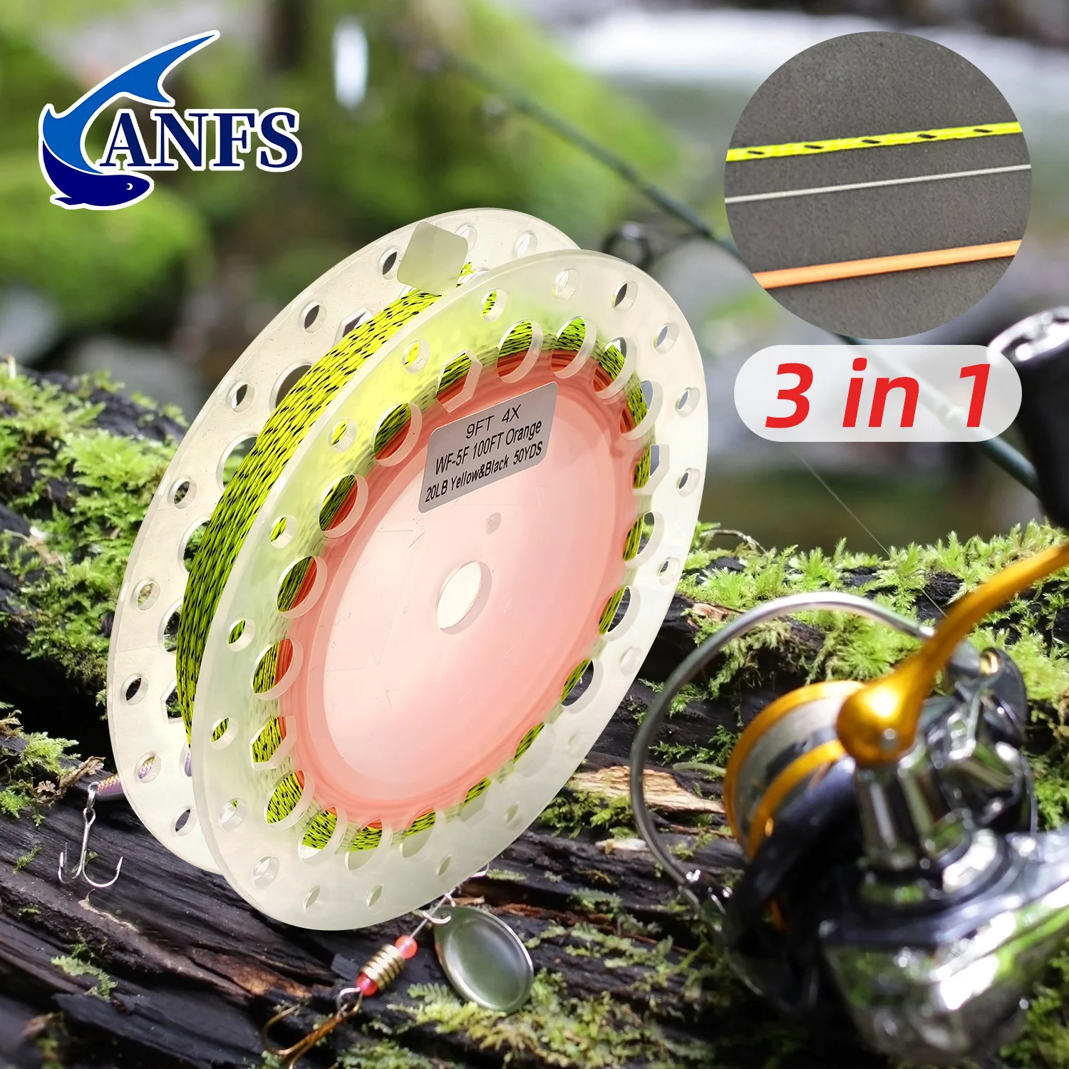 ANFS WF-5F – Kit línea de pesca con mosca flotante y líder 4X - imagen 3