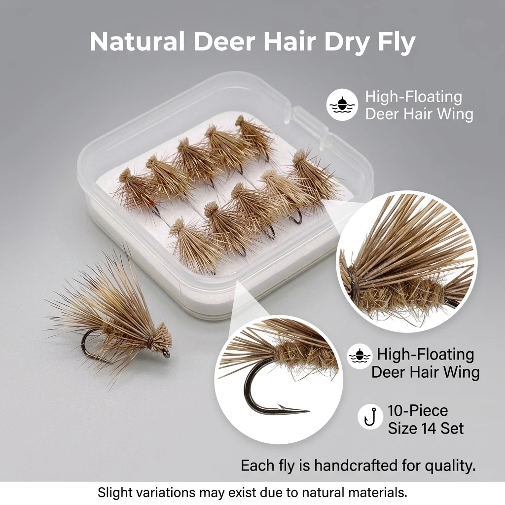 Mosca seca Caddis de pelo de ciervo natural para trucha - imagen 4
