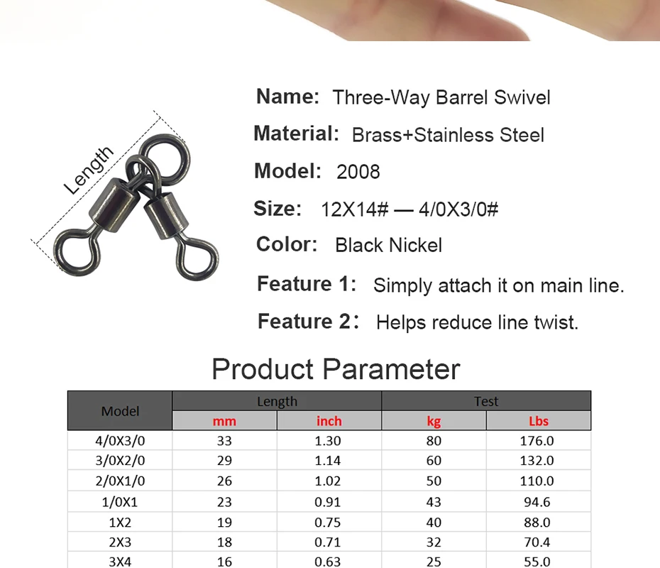 Conector giratorio triangular de pesca