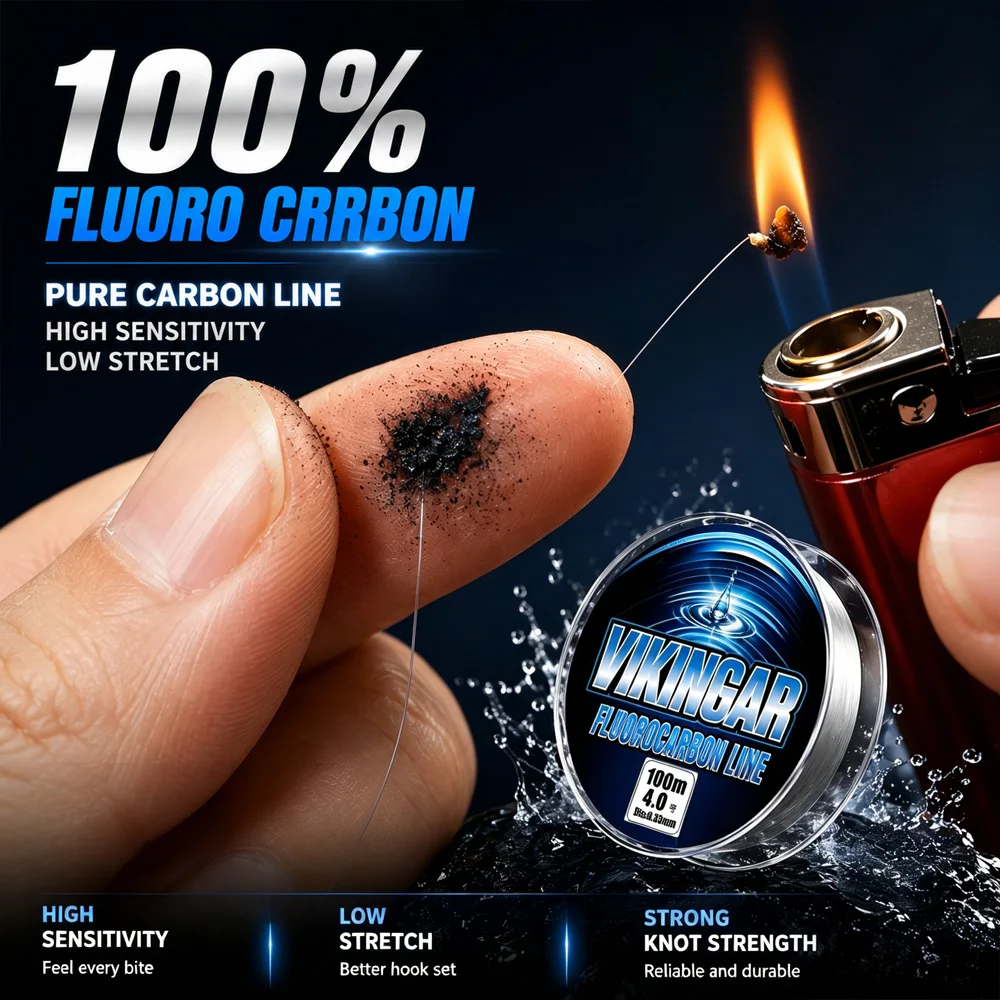 VIKINGAR línea de pesca de carbono baja elasticidad fluorocarbono - imagen 2