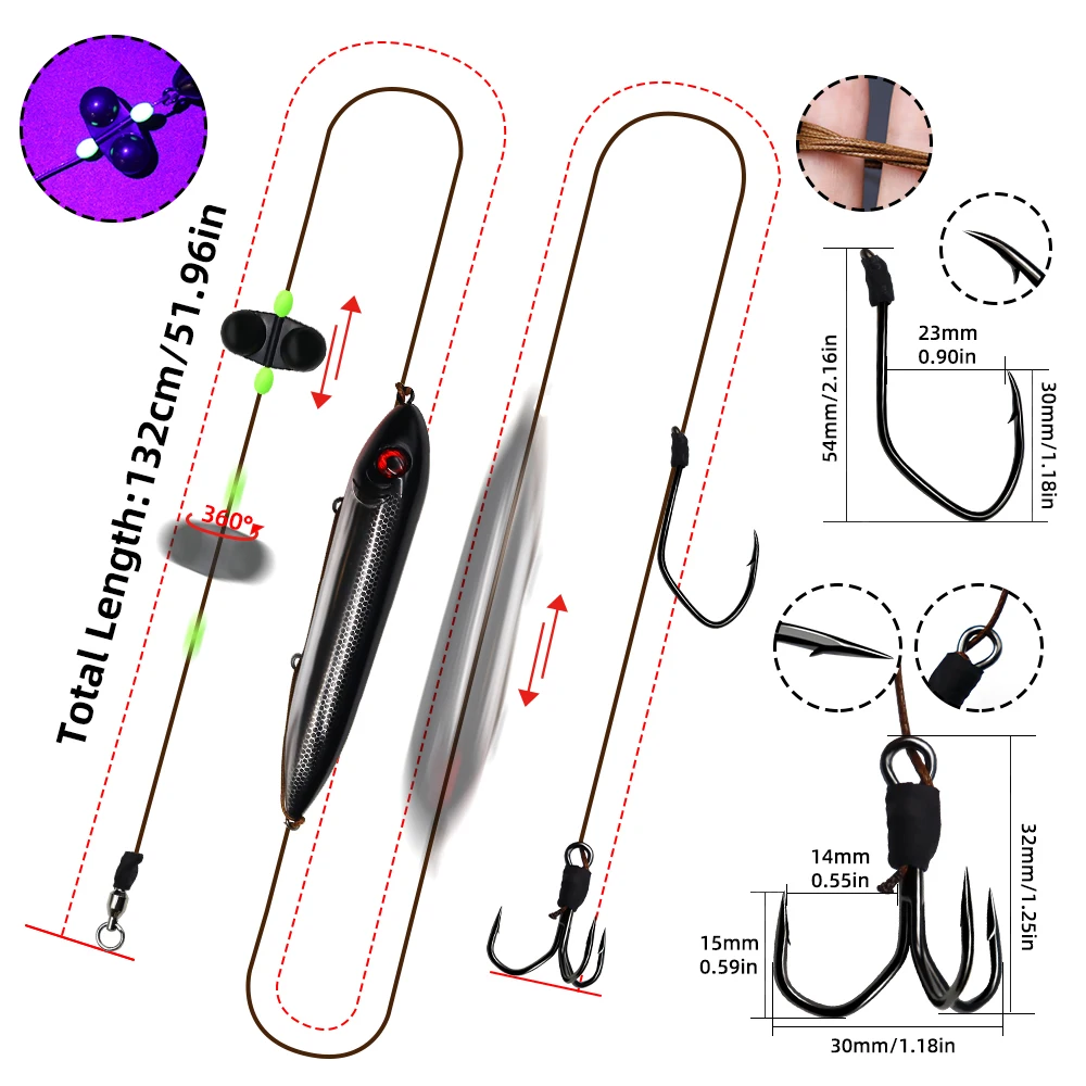 Aparejo para pesca de bagre ZYZHE con flotador y anzuelo triple - imagen 2