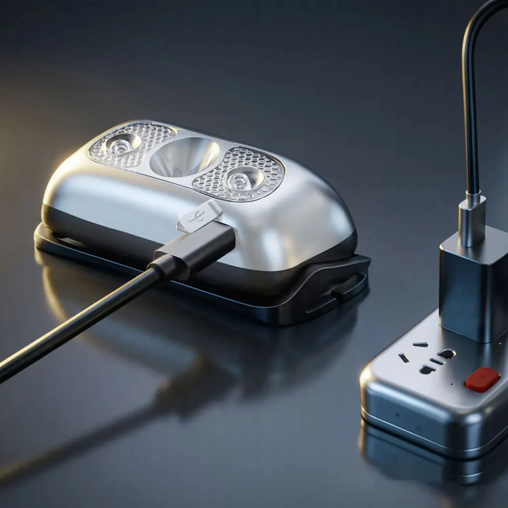 Linterna frontal recargable USB para pesca con sensor LED potente - imagen 3