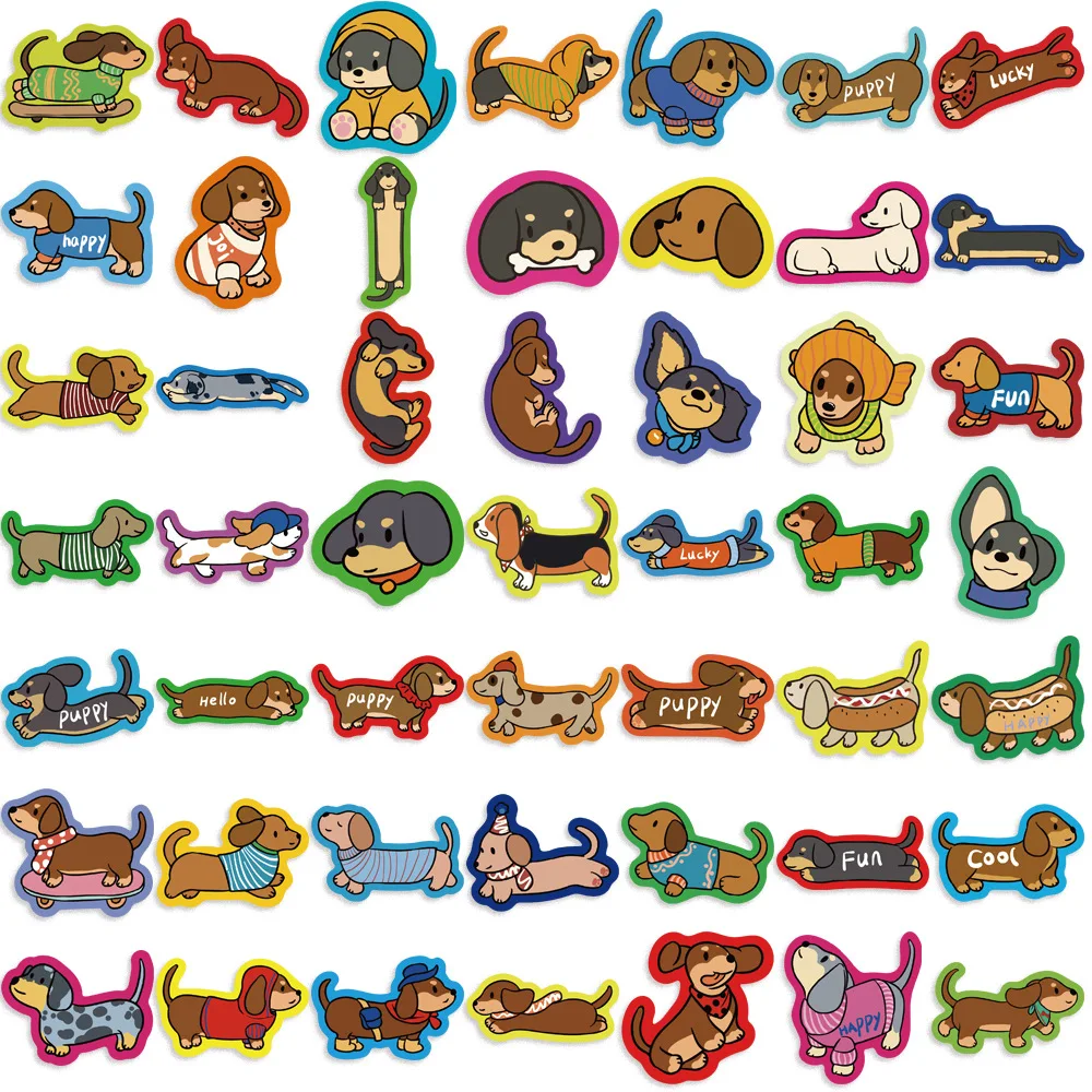 Colección de pegatinas divertidas con perros salchicha