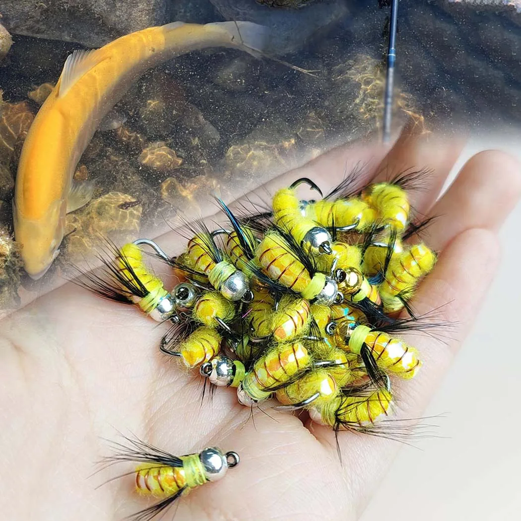 Señuelos de pesca con mosca Humpy amarillo negro para trucha - imagen 5