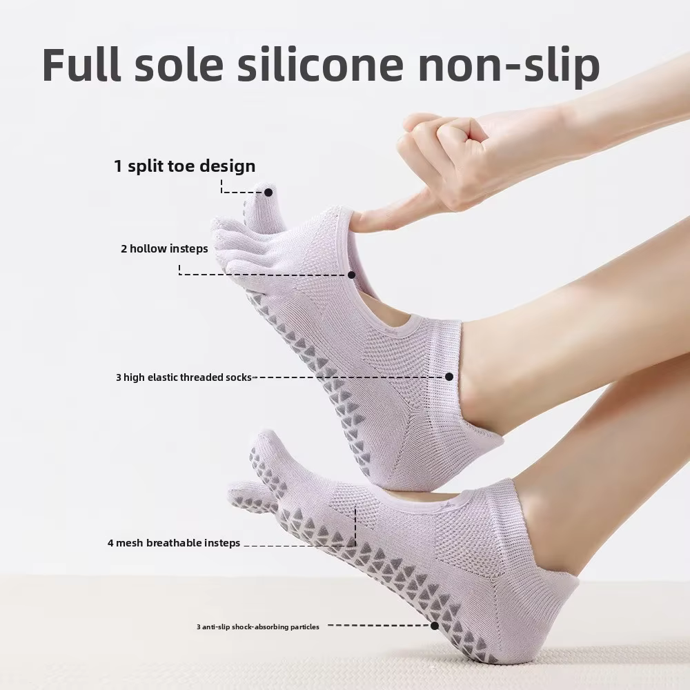 Calcetines antideslizantes de malla con cinco dedos para Yoga y Pilates - imagen 3