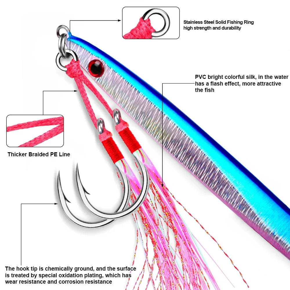 Anzuelos dobles con pluma 1/0-5/0 pesca marina