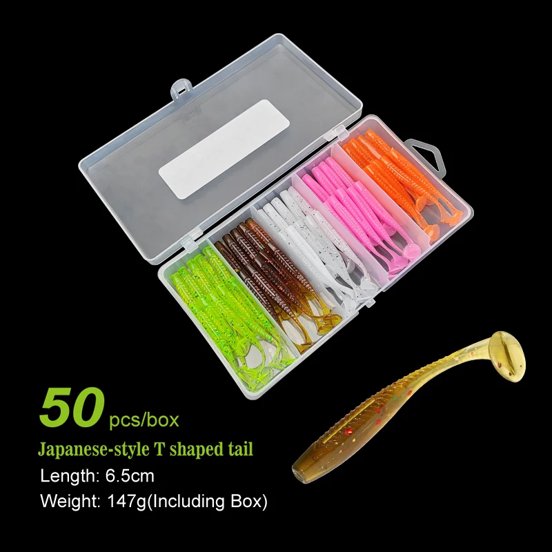 Kit de señuelos de silicona swimbait cola en T para black bass lucio - imagen 3