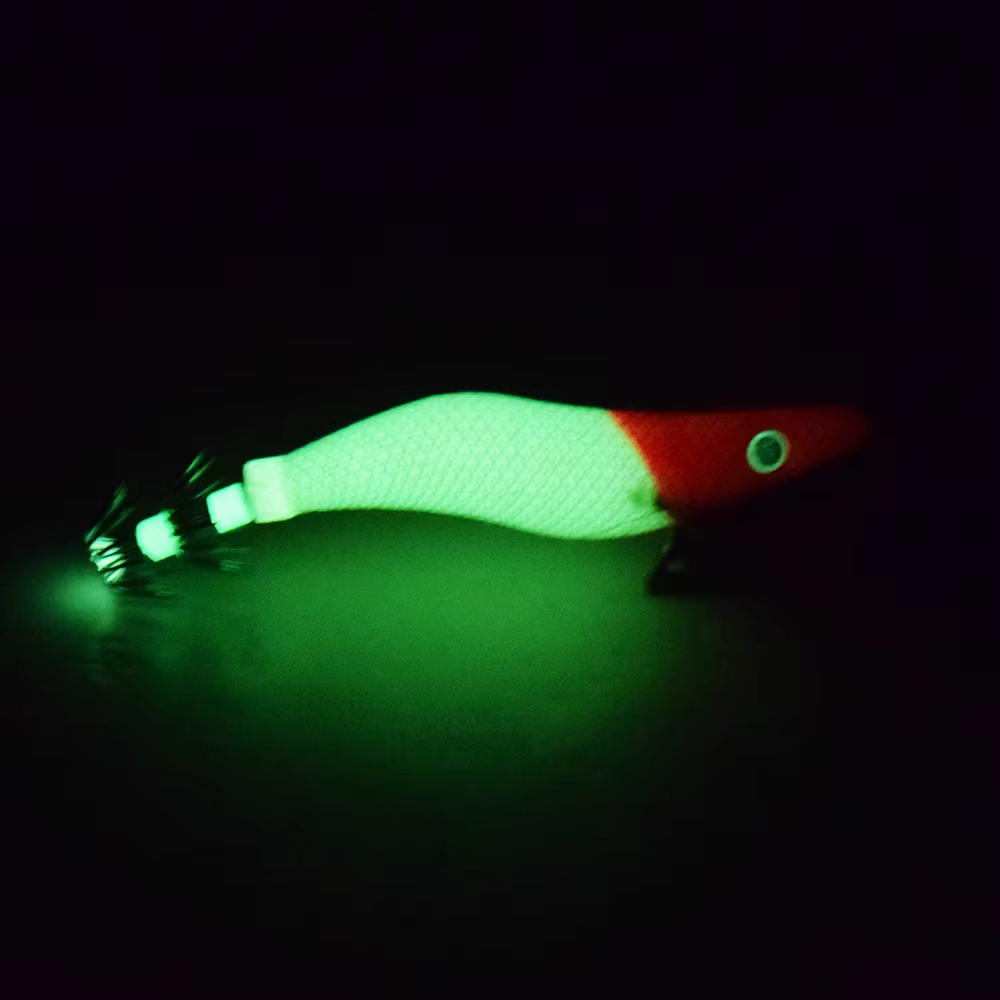 Señuelo madera fluorescente para calamar cabeza roja anzuelo múltiple - imagen 3
