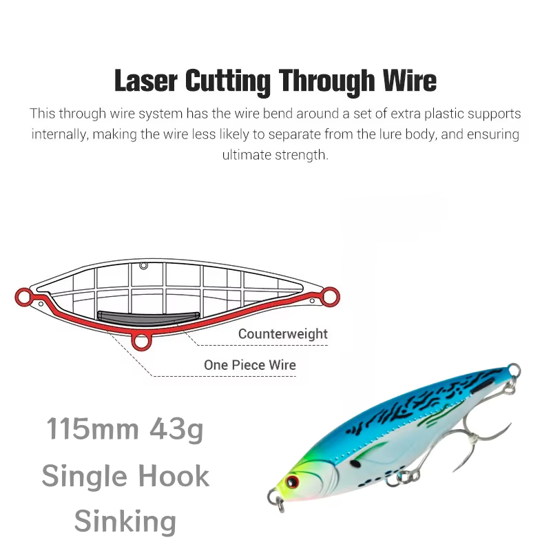 Noeby Jerkbait 115 mm 43 g para lucio y lubina, VIB de hundimiento lento - imagen 2