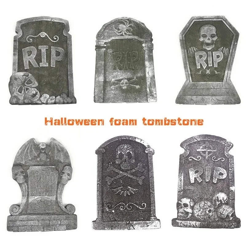 Lápida de espuma con diseño de esqueleto para decoración de Halloween