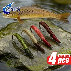 ANFS Moscas artificiales Caddis larva para pesca con mosca