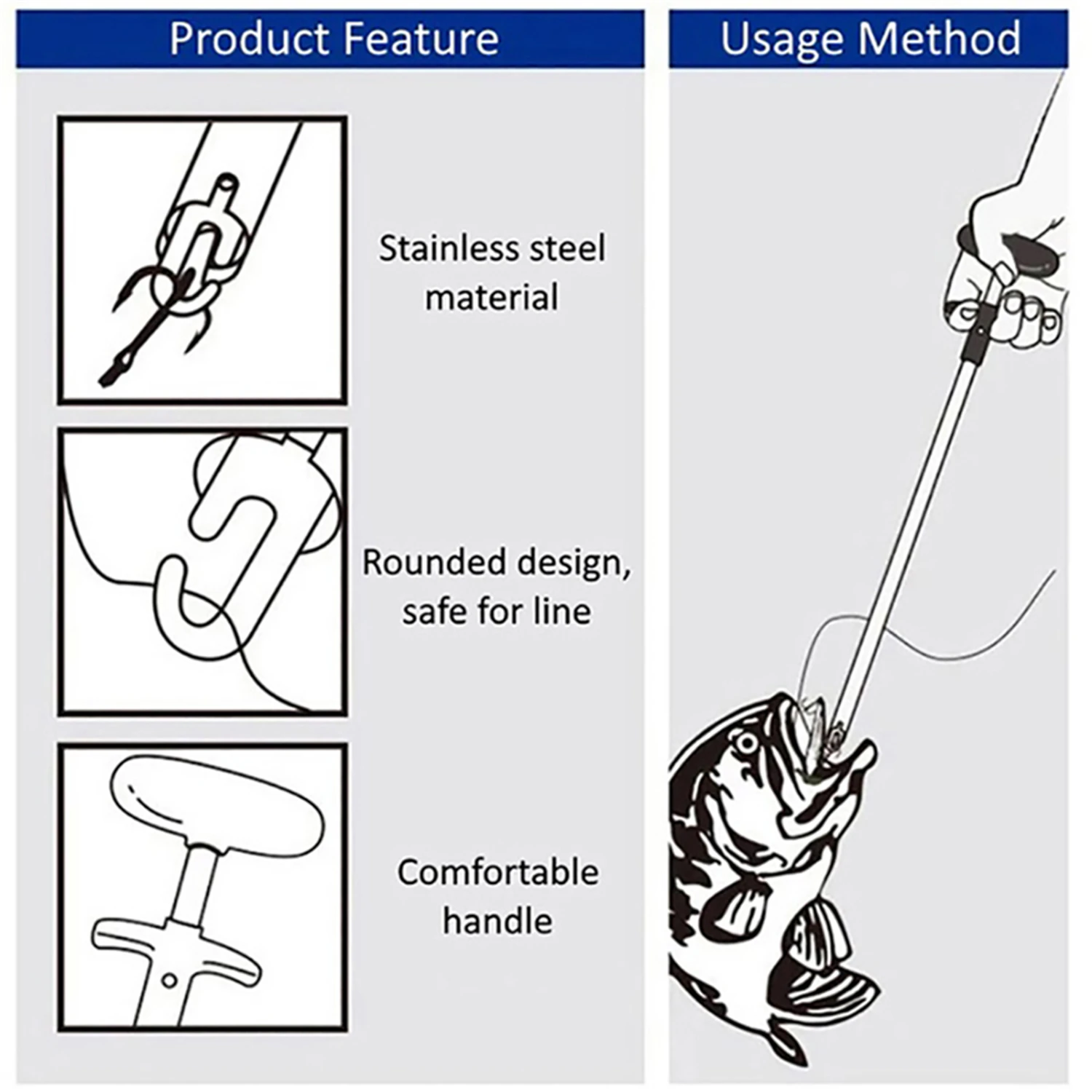Extractor de anzuelos de aluminio portátil para pesca deportiva